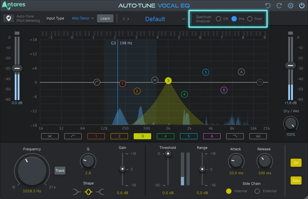Auto-Tune Vocal EQ Spectrum Analyzer interface