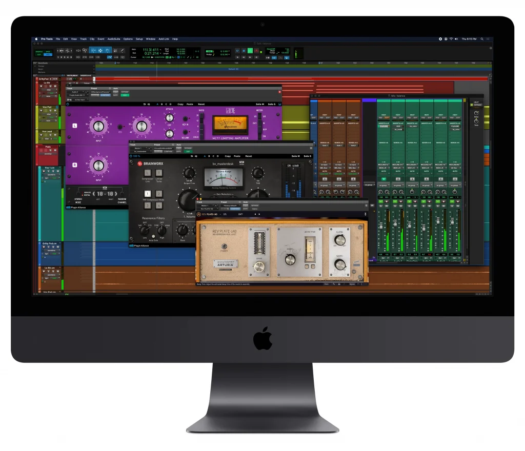 Black iMac computer running Pro Tools