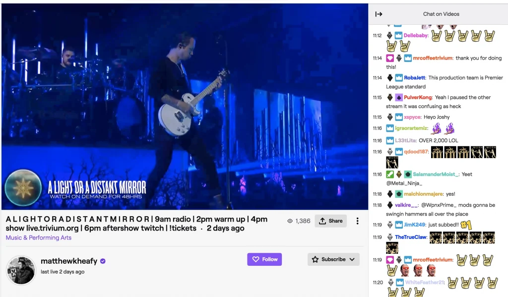 Trivium Twitch concert streaming