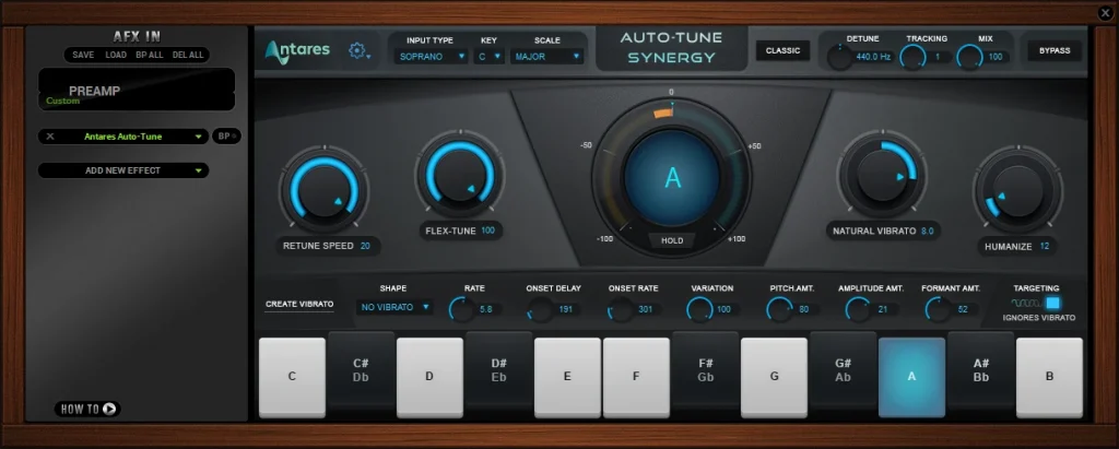 Auto-Tune Synergy interface