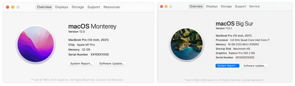 macOS Monterey and Big Sur