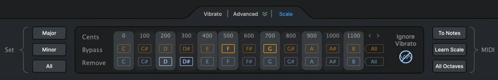 Auto-Tune Pro X scale tab settings