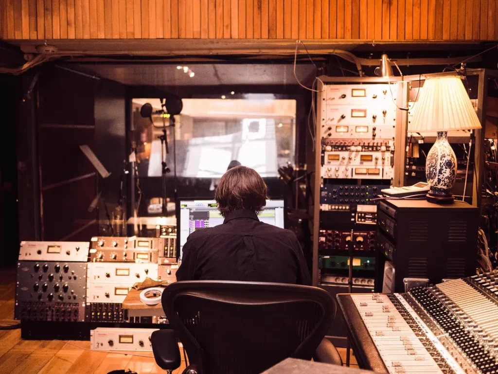 A man sitting in a studio