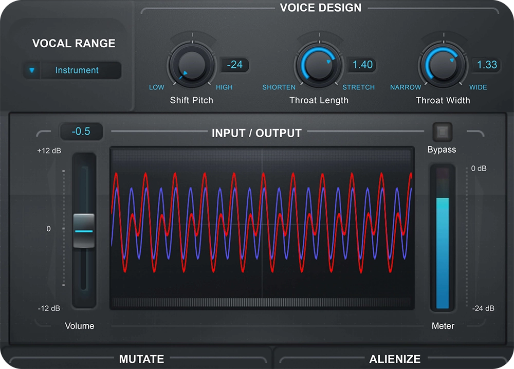 Close-up view of Auto-Tune Mutator plug-in interface