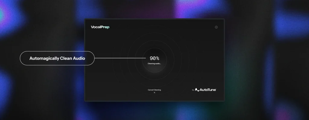 Infograph of the Vocal Prep interface highlighting the audio cleaning process
