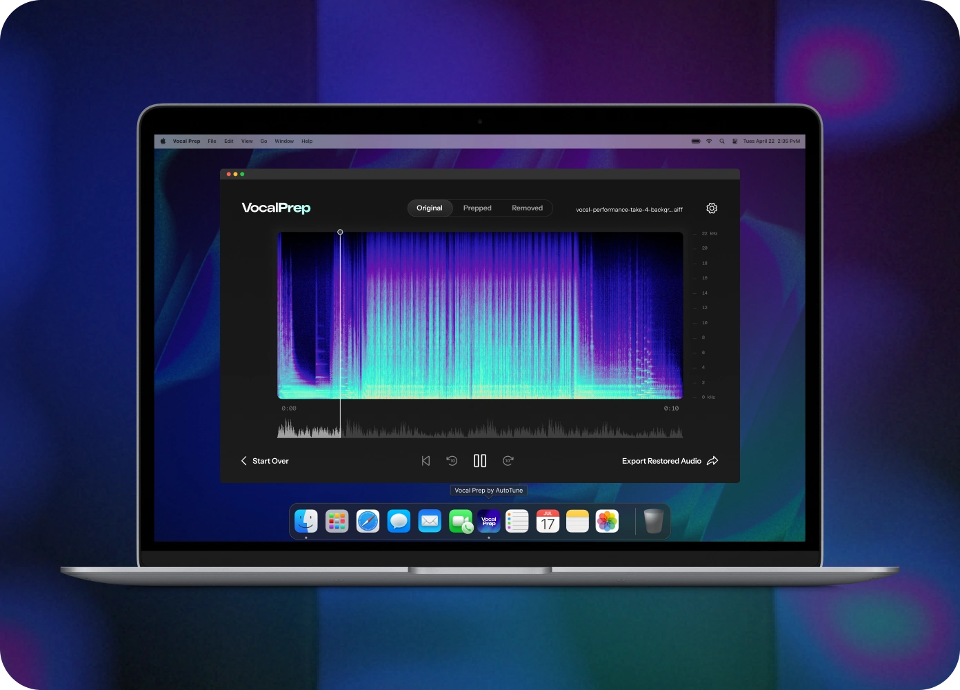 Vocal Prep app interface on a laptop
