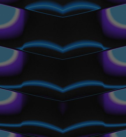 Black background with purple and teal light waves