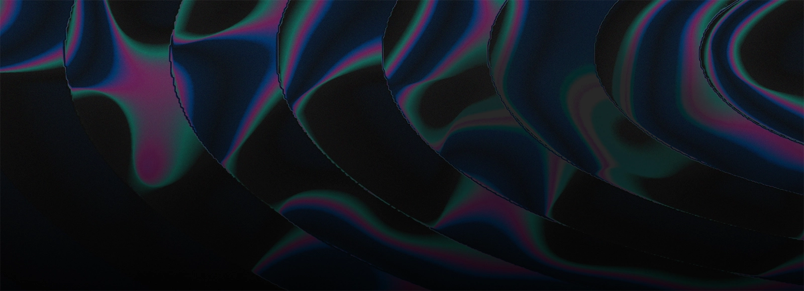 Black background with purple and teal light waves