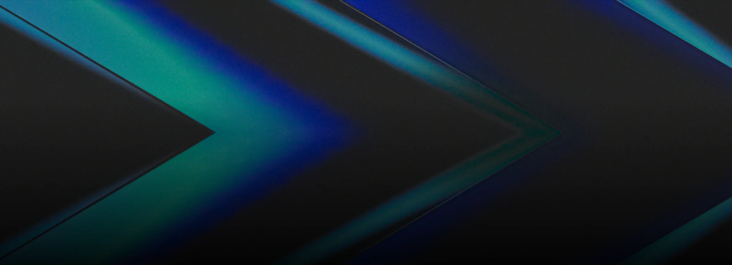 Black background with green, blue, and coral angled light stripes