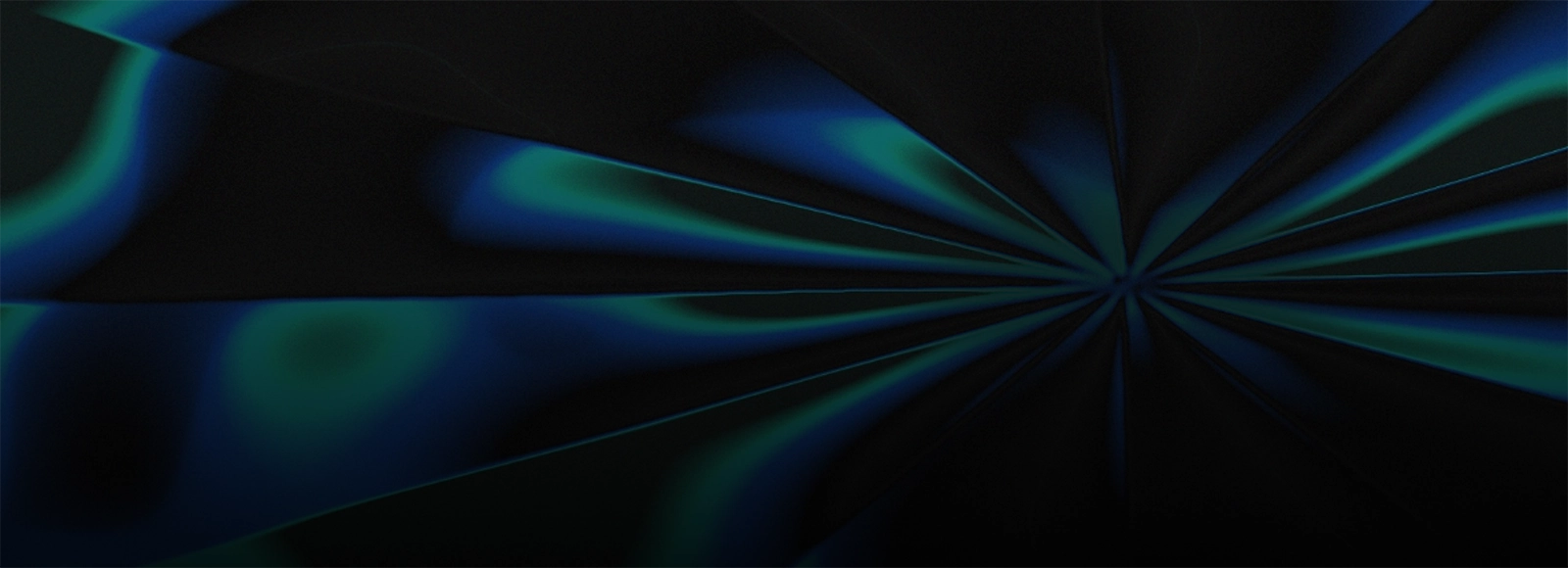 Black background with teal and green light blobs