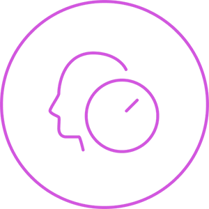 Icon of a head and a clock over it